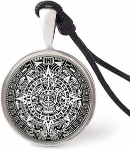 Mayan Calendar Aztec Necklace Pendants South America Pewter Silver Jewelry 海外 即決