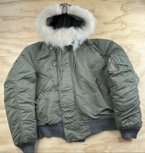 Vintage 80s USAF Type N-2B Flying Air Force Heavy Jacket Fur Hood Medium J-6278F 海外 即決