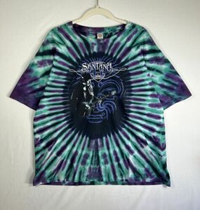 Vintage Carlos Santana Shirt Sundog Tie Dye XL Purple Teal Navy Blue 2000s Y2K 海外 即決