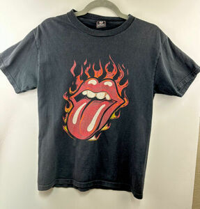 Vtg The Rolling Stones T-Shirt Lips Tongue Flame Rockware Y2K Graphic Band Tee S 海外 即決