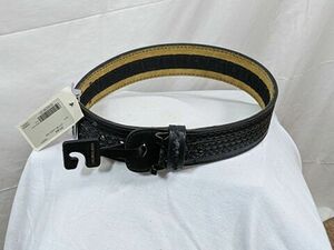 New Safariland Black Leather Basket Weave Duty Belt Size 24" Suede Lined 海外 即決