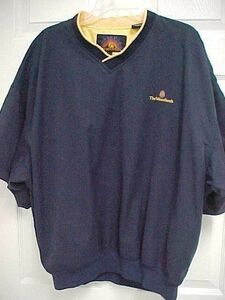 WOODLANDS Texas Men Navy Blue Pullover Windbreaker Golf Jacket L Sun Mountain 海外 即決