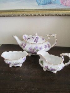 Hammersley England Victorian Violets Porcelain Tea Set Small 1.5 Cup Teapot 海外 即決