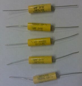 .1uf 200v 10% (Lot of 5) Poly Metal Film Capacitor- CDE WMF-2P1K Axial 海外 即決