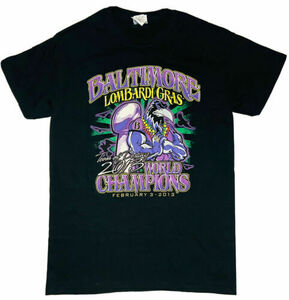 NFL Baltimore Ravens Super Bowl Champs 2013 'Lombardi Gras' Men's Black Shirt; S 海外 即決