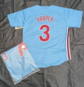 NWT Men’s Bryce Harper Phillies Powder Blue Jersey MEDIUM Majestic COOLBASE 海外 即決