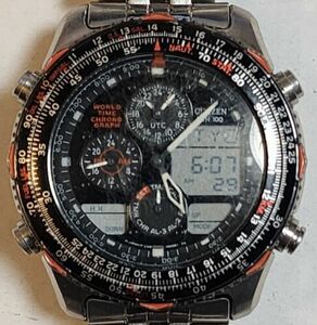 Vintage Citizen Mens Watch New Battery Navihawk C300-Q00214 Alarm Chrono World 海外 即決