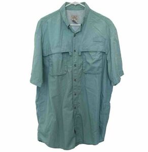 L.L Bean Men’s Short Sleeve Button Front Shirt Large Tall Green Vented Outdoor 海外 即決