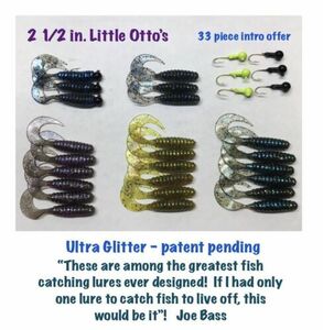 (33- Piece2.5 inch Little OTTO’s SUPER Glitter 1/8 Oz CURL TAIL LURES (G.O.A.T.) 海外 即決