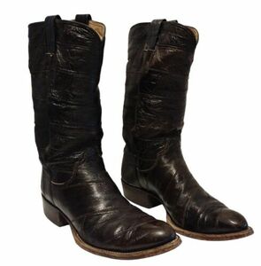 Exotic FULL EEL Skin Handmade Cowboy Boots M.L. Leddy~ RARE~Sz Men’s 10 Made USA 海外 即決