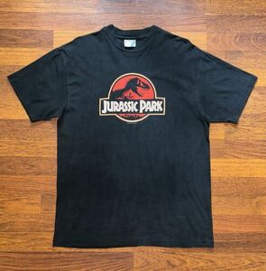 Vintage 1992 Hanes Mens Size L Black Jurassic Park Movie Single Stitch T Shirt 海外 即決