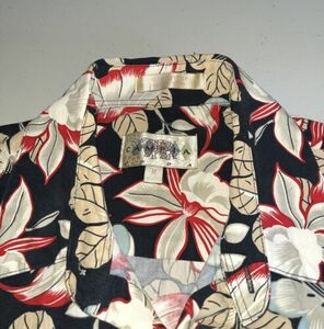 Campia Moda Hawaiian Shirt Floral Button Down Sz M Red Black Floral Vintage 海外 即決