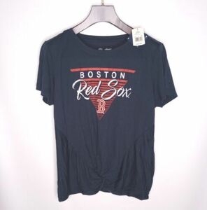 Boston Red Sox MLB Women’s SzM Blue Short Sleeve T-shirt Knotted Front Hem NWT 海外 即決