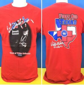 Vintage Willie Nelson 2001 Benefit Concert Bant Tee T Shirt Men’s S/S Red Sz L 海外 即決