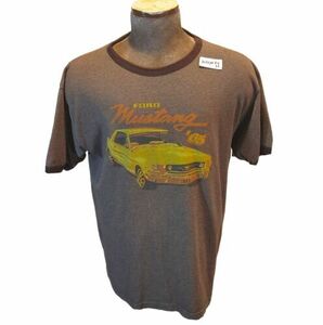 Ford Mustang T-shirt 65'Official Men's American Muscle Car Logo Gray Vtg Lg USA 海外 即決