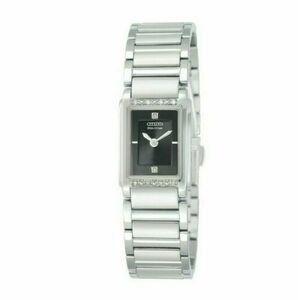 Citizen Eco-Drive EW9340-50E 10 Diamonds Silver Tone Black Dial Womens Watch 海外 即決