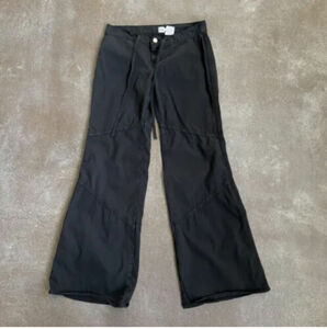 90’s Y2K Low Rise Pants Goth Cyber Black Wide Leg Flared Baggy USA Joie 6 NWOT 海外 即決