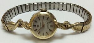 VINTAGE LADY OMEGA LADYMATIC AUTOMATIC SOLID 14KT GOLD WATCH RUNNING 海外 即決