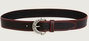 True Religion Big T Genuine Leather Belt Horseshoe Buckle Mens Sz 36 Black 海外 即決