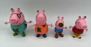 Peppa Pig Muddy Puddles 4 Toy Figure Lot Mummy Daddy George & Peppa Mud Set Rare 海外 即決