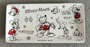 Disney Mickey Mouse Sketchbook Christmas Platter Plate Serving Tray 13.5X6.75 海外 即決