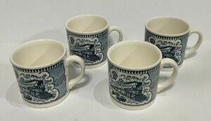 Royal Currier And Ives Blue Train Locomotive Coffee Tea Cup Mug Royal USA 4 AVL 海外 即決