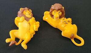 Vintage Disney Lion King Mufasa & Baby Simba PVC Figure Lot Mattel Cake Topper 海外 即決