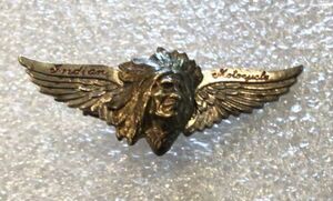 RARE VINTAGE INDIAN MOTORCYCLE SCOUT CHIEF WINGS LAPEL VEST JACKET PIN 2” 海外 即決