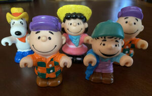 Vintage Peanuts Sally, Charlie Brown, Linus Figures Toys lot of Five 海外 即決