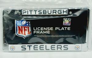 NEW Pittsburgh Steelers Metal License Plate Frame Officially NFL 3D Chrome White 海外 即決