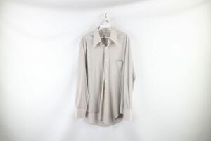 Vintage 60s Streetwear Mens 16 34 Sheer Knit Collared Long Sleeve Button Shirt 海外 即決