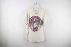 Vintage 90s Mens XL Thrashed Cat In the Hat Grateful Dead Band T-Shirt White USA 海外 即決