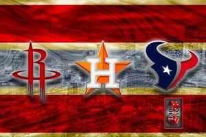 HOUSTON SPORTS 16x20in Poster Houston Rockets Houston Texans Astros Free Ship 海外 即決