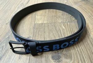 Hugo Boss Mens Blue Boss All Around 100% Cow Skin Handmade In Italy Belt 42 NWT 海外 即決