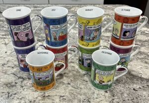 Danbury Mint Peanuts Calendar Coffee Mug Set of 10 Months vintage read desc. 海外 即決