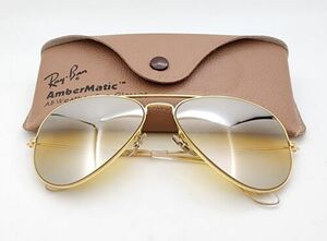 Vintage B&L Ray Ban Bausch & Lomb Ambermatic DGM Gold Plated 58mm Aviator w/Case 海外 即決