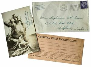 RPPC Cleo Moore Signed Sexy Portrait Blonde Bombshell Actress 1956 Postcard N3 海外 即決