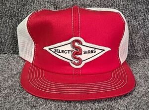Vtg Farm Hat K-Brand Select Sires Patch USA Made Hat Red Seed Snapback Cap NWOT 海外 即決