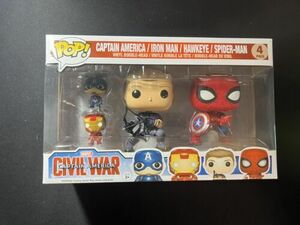 Funko Pop Marvel Civil War Captain America/Iron Man/Hawkeye/Spider-Man 4 Pk 海外 即決