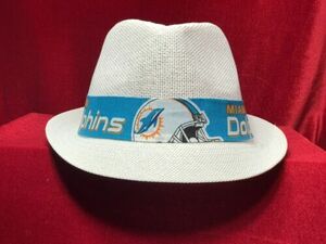 Miami Dolphins Unisex Summer Fedora Panama Straw Hat with Band (Ship in a box) 海外 即決