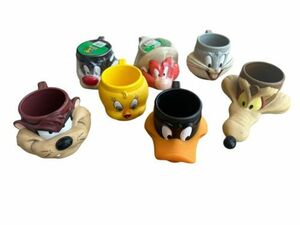 Lot Of 7 VTG Looney Tunes 3D Mugs Warner Bros Sylvester Tweety Sam Taz Daffy Bug 海外 即決