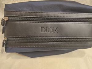 Dior Navy & Black Toiletry Bag Dropp Kit Pouch Travel case, Dual Zipper, NEW 海外 即決