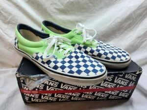 Vintage VANS OFF THE WALL VAN DOREN MENS 12 Checkers Lime W/ Blue White CHECKERS 海外 即決