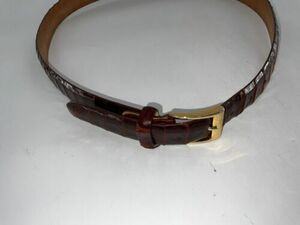 Italian Genuine Crocodile Skin Belt Sz 44 Men Brown Made In Italy YGI C4-78 海外 即決