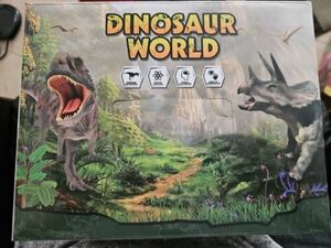 Dinosaur World Toy Figure w/ Activity Play Mat & Trees, Fun, Realistic, Handmade 海外 即決
