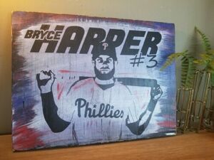 MLB Bryce harper philadelphia phillies handcrafted wood art! One of a kind! MLB 海外 即決