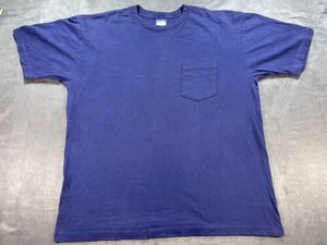 OLD NAVY Pocket VINTAGE Blue Baggy Large Shirt Single Stitch Blank 海外 即決