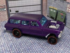 Hot Wheels 64 Chevy Nova Wagon Gasser Super Custom Real Riders Purple Redlines 海外 即決