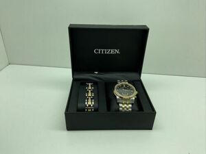Citizens Chronograph Blue Dial Stainless Steel Eco Drive Box Set. G10 海外 即決