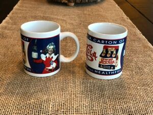 Set Of TWO Vintage Pepsi Cola Coffee Mug Cup Christmas 20oz Ceramic VGC 海外 即決